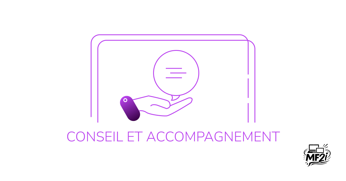 Illustration pour le thème du conseil et accompagnement avec une bulle au-dessus d'une main