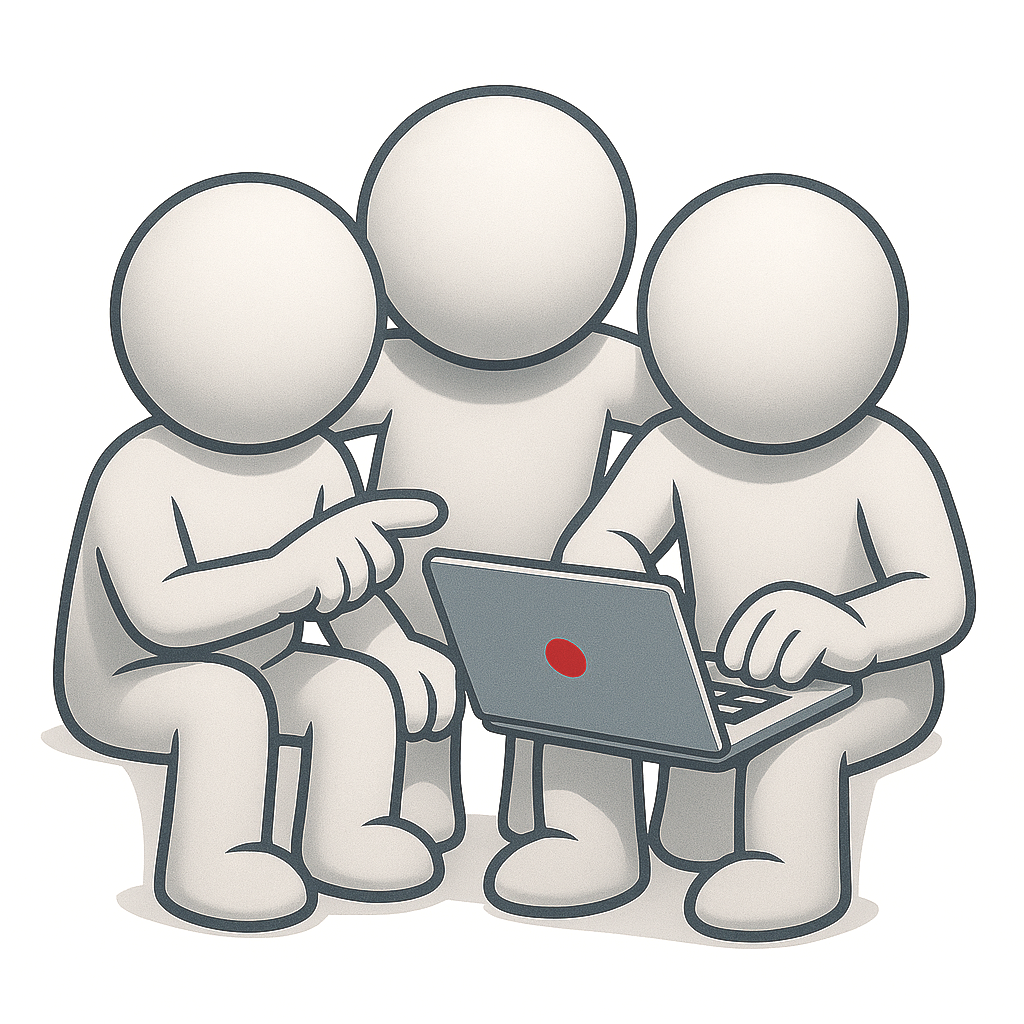 Groupe de bonshommes surfant sur le web depuis un ordinateur portable
